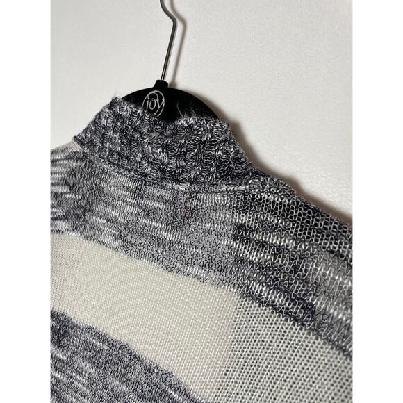 Striped Sweater Womens XL Navy and White Cardigan Long Sleeve Knit Open Top - Picture 10 of 12